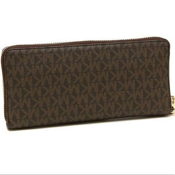 Michael Kors Jet Set Travel Large Travel CONTINENTAL Wristlet-Wallet Brown - Picture 9 of 11